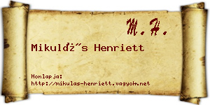 Mikulás Henriett névjegykártya
